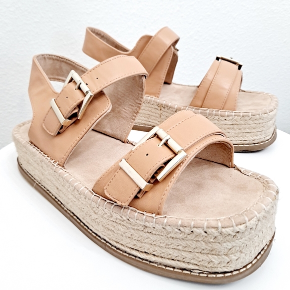 ASOS chunky platform flatform slingback faux leather tan summer sandals. - Picture 10 of 15